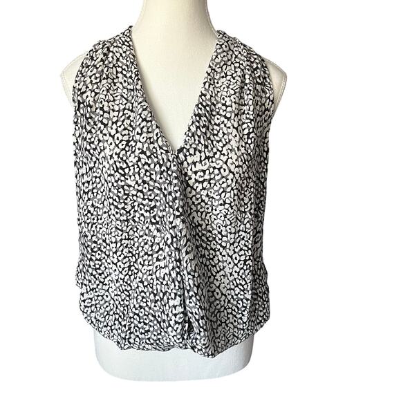 Joie Naya B Silk Halter Blouse in Caviar Women's M Leopard Print Gray Black - Picture 2 of 7